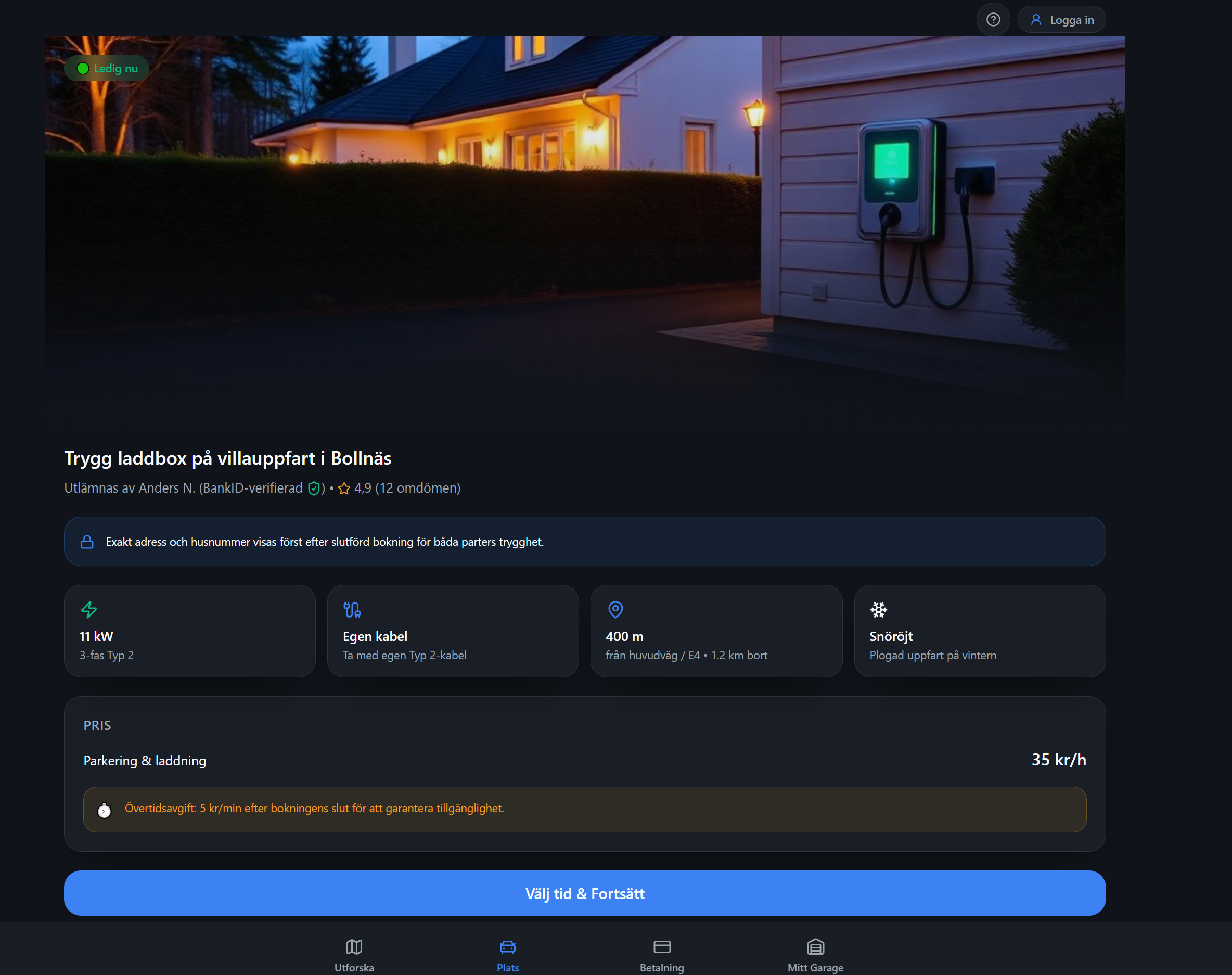SpotHawk EV charging screen